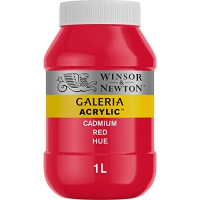 Abbildung von Winsor &amp; Newton 2154095 Galeria Acrylfarbe, hohe Pigmentierung, lichtecht, buttrige Konsistenz, 1000 ml Topf Kadmiumrot