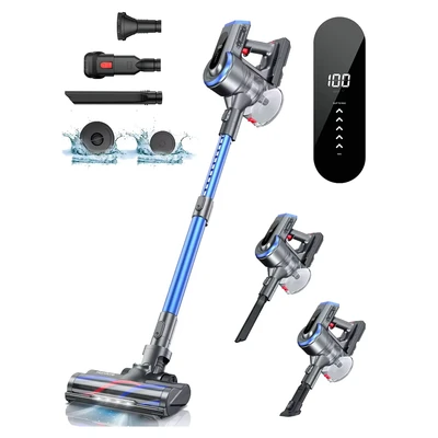 Abbildung von Honiture Akku Hand und Stielstaubsauger, 400W/38KPA Staubsauger Touchscreen, Anti Tangle Staubsauger, Kantenreinigung, 1.5L,Touch Screen