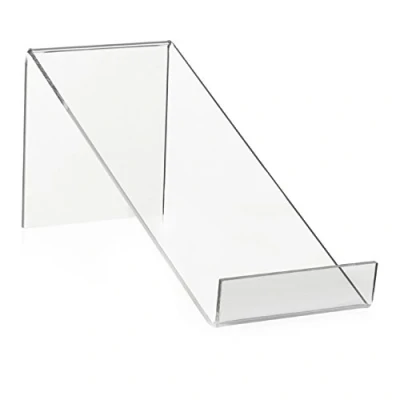 Abbildung von Buchständer/Buchstütze als Warenträger und Buchablage aus original PLEXIGLAS® (210x80x90mm)