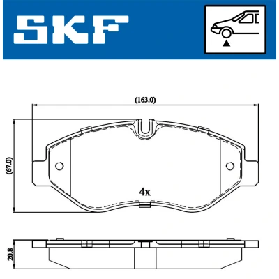 Abbildung von SKF VKBP 80089 Bremsbelagsatz für Verschleißwarnanzeiger vorbereitet mit Zubehör IVECO: DAILY 6 Kastenwagen, Pritsche/Fahrgestell
