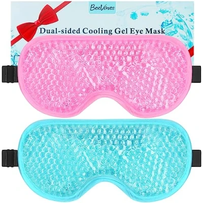 Abbildung von BeeVines Gel Augenmaske, 2 Pack kühlende Eis Schlafmasken für geschwollene Augen Gesicht Männer &amp; Frauen, kalte warme Schlafkompresse Post Chirurgie, Schwellungen, Allergien, Sinus Migräne