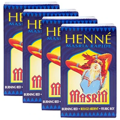 Abbildung von Hennedrog Henna Masria feurigrot 4er Pack Haarfärbemittel auf pflanzlicher Basis in rot 4 x 85 g