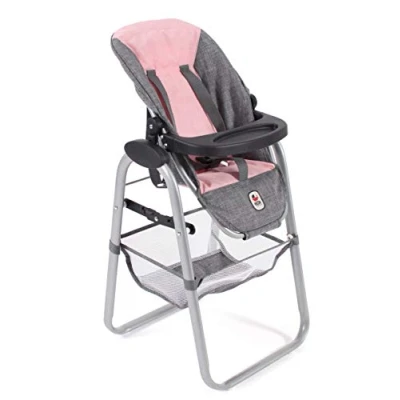 Abbildung von CHIC2000 Puppenhochstuhl Grau Rosa, mit abnehmbarem Tablett