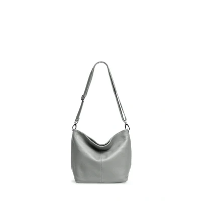 Abbildung von Caspar TL803 klassisch elegante Damen Lederhandtasche, Farbe:grau, Accessoires:One Size