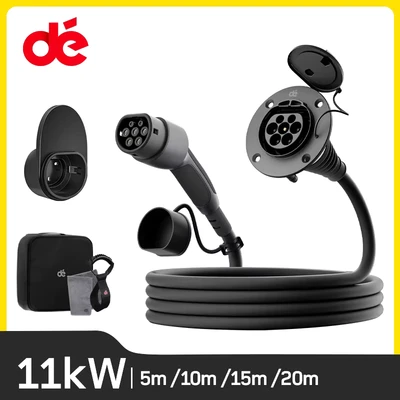 Abbildung von dé Typ 2 Verlängerungskabel [10m, 11kW, 16A] 3 Phasen Ladekabel 400V, Schutzart IP54, kompatibel mit Allen IEC62196 BEV und HPEV, Tragetasche