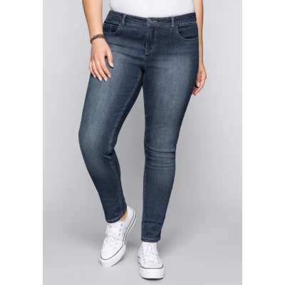 Abbildung von Sheego Jeans Slim Fit, Damen, Größe: 40, Dark blue denim