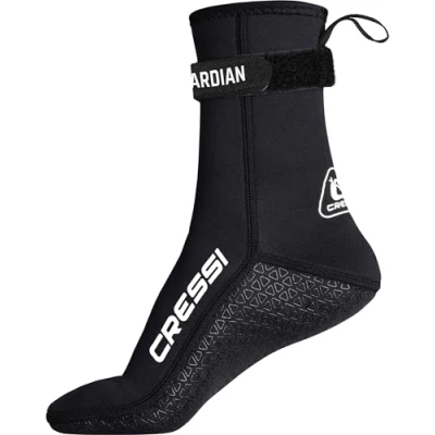 Abbildung von CRESSI Guardian Mid High Neoprene Socks 2mm XS Neopren Mittelhohe Socken mit Klettverschluss, Ideal für alle Wassersportbegeisterten, Schwarz, XS, Unisex