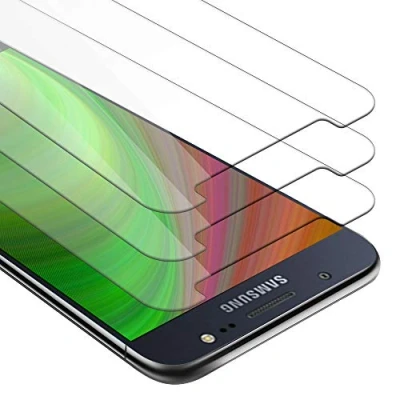 Abbildung von Cadorabo 3x Panzer Schutz Glas für Samsung Galaxy J5 2016 3 Stück Schutzfolie in Ultra Klar Hüllen freundlich Gehärtetes (Tempered) Dipslayschutz Folie 9H Härte Anti Kratzer