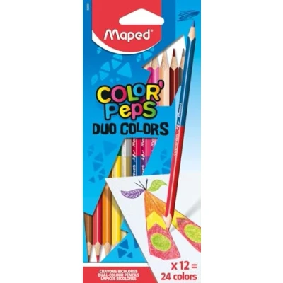 Abbildung von Maped doppelseitige Drei Kant Buntstifte, Farbstifte COLOR&#039;PEPS DUO aus FSC zertifiziertem Holz 12 Stifte = 24 Farben
