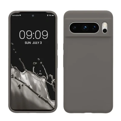 Abbildung von kwmobile Hülle kompatibel mit Google Pixel 8 Pro Silikon Handy Case Handyhülle weiche Oberfläche kabelloses Laden Stone Dust