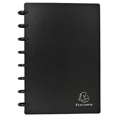 Abbildung von Exacompta Ref 75151E Blickdichter Visitenkartenhalter 160 x 210 mm groß, herausnehmbare Blätter, 0,12 Polypropylen Fächer, für bis zu 120 Karten Schwarz