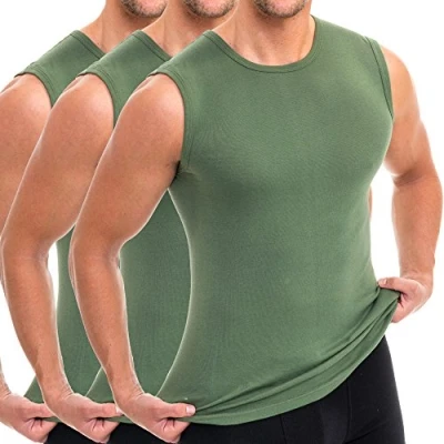 Abbildung von HERMKO 3040 3er Pack Herren Tank Top Unterhemd mit Rundhals Ausschnitt, Größe:D 8 = EU XXL, Farbe:Olive (8 Olive)