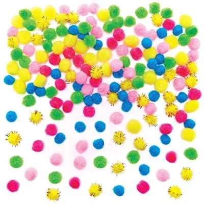Abbildung von Baker Ross FC549 Selbstklebende Pompons zum Basteln in Feenfarben Packung mit 200, Bastelmaterial für Kinder und Erwachsene, Buntes Bastelzubehör