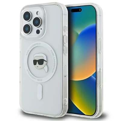 Abbildung von CG MOBILE Karl Lagerfeld KLHMP16LHLSKIH Hülle für iPhone 16 Pro 6.3&quot; Weiß hardcase IML Metal Head