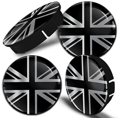 Abbildung von Biomar Labs® 4 x 60mm / 55mm Universal Kunststoff Nabenkappen Kappen Silber UK GB United Kingdom Union Jack Flagge Großbritannien Felgendeckel Radkappen Radnabendeckel Nabendeckel Auto Tuning C 108