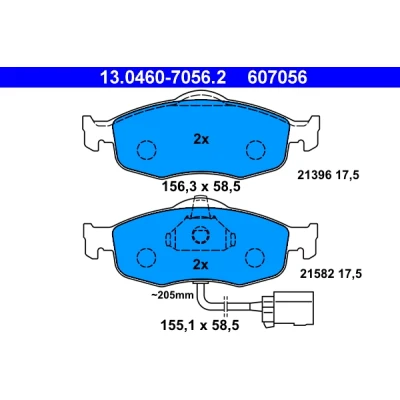Abbildung von ATE 13.0460 7056.2 Bremsbelagsatz inkl. Verschleißwarnkontakt FORD: MONDEO 2, 2 Kombi, Stufenheck