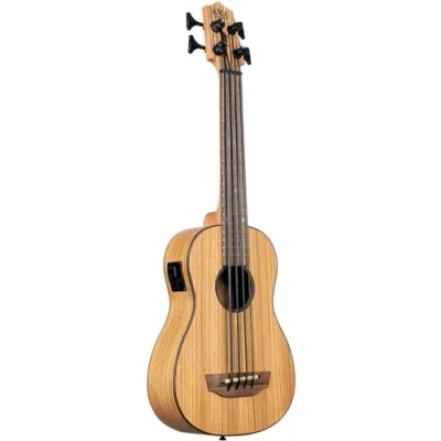 Abbildung von Kala U Bass UBASS ZEB FS Ukulele mit gepolsterter Tasche, Zebraholz