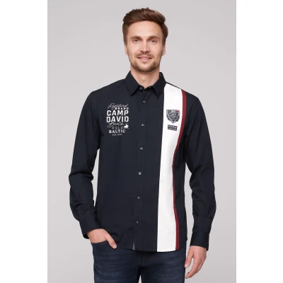 Abbildung von Camp David Langarm MIT Colorblocking UND Artworks Hemd, Herren, Größe: 4XL, Blue navy