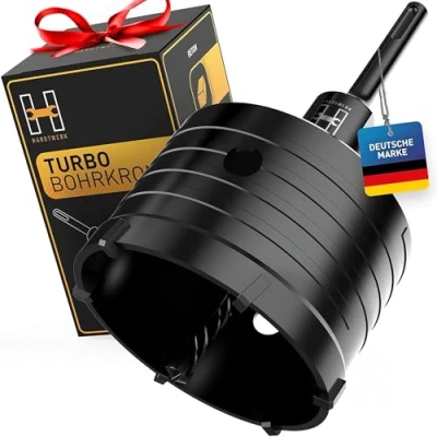 Abbildung von HARDTWERK Turbo Bohrkrone 82mm SDS Plus [XXL Zähne] Dosenbohrer hammerschlagfest für Steckdosen in Mauerwerk Stein Beton Trockenbau Steckdosenbohrer Kronenbohrer
