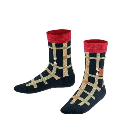 Abbildung von FALKE Unisex Kinder Beaver Check K SO Baumwolle Gemustert 1 Paar Socken, Blau (Marine 6120), 19 22