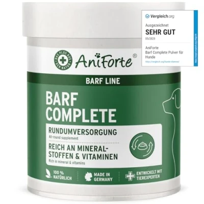 Abbildung von AniForte Barf Complete Pulver für Hunde Natürliche Rundumversorgung, Ausgewogener Zusatz beim Barfen, Reich an Mineralstoffen &amp; Vitaminen