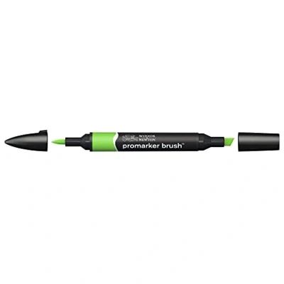 Abbildung von Winsor &amp; Newton 0204069 BrushMarker (Für Zeichnungen, Kalligraphie, Design und Layouts, streifenfreies Zeichnen mit Keil Pinselspitze) leuchtendgrün