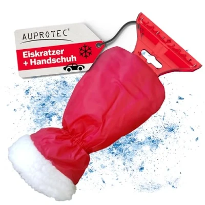 Abbildung von AUPROTEC Eiskratzer mit Handschuh gefüttert/Eiskratzer Auto Handschuh/Schneekratzer Auto/Scheibenkratzer Winter/Eisschaber Auto/Eiskratzer Rot