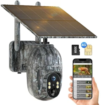 Abbildung von 4G LTE Wildkamera Solar, 2.5K Live Übertragung mit Handyübertragung App, 355 Schwenk 90Neigung Handyeinstellung, SIM Karte, Wildtierkamera Nachtsicht Bewegungsmelder