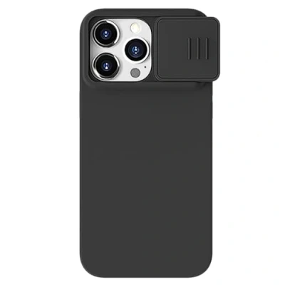Abbildung von CamShield Seidige magnetische Silikonhülle für Apple iPhone 15 Pro (2023) klassisches Schwarz