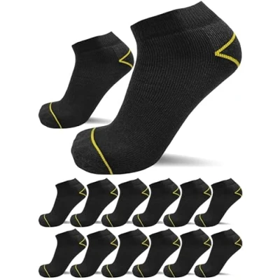 Abbildung von sogzz Arbeitssocken Sneaker Socken Herren kurz 12 Paar Arbeit Socken, Arbeitersocken z.B. für Arbeitsschuhe, Work Socks, Modell: Basic, 47 50, Schwarz/Schwarz