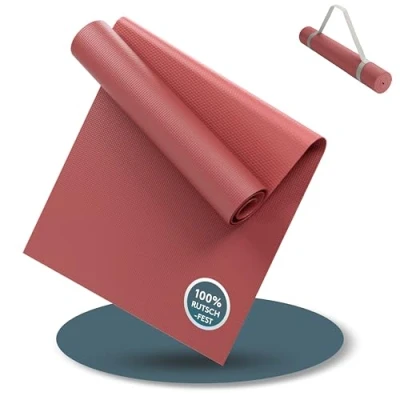 Abbildung von LILENO SPORTS Yoga Matte Bordeaux (180x60cm) Sport und Yogamatte extra rutschfest in 4 mm Dicke Gymnastikmatte Fitnessmatte für Workout Sportmatte Zuhause