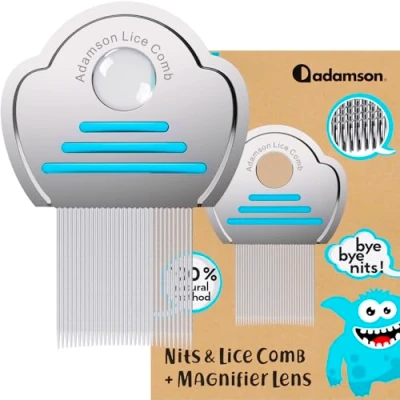 Abbildung von Adamson Läusekamm Kinder Lice Comb Edelstahl Nissenkamm Extra Fein Effektiver Langlebig und Leicht zu Reinigen Cyan