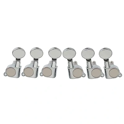 Abbildung von Musiclily Basic 3L3R Gitarren Mechaniken Tuners Tuning Pegs Keys Machine Heads für LP SG E Gitarre oder Folk Akustikgitarre,Chrom Vintage Oval Knopf