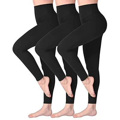 Abbildung von SINOPHANT Leggings Damen High Waist Blickdicht Leggins mit Bauchkontrolle für Sport Yoga Gym(3 Schwarz,S M)
