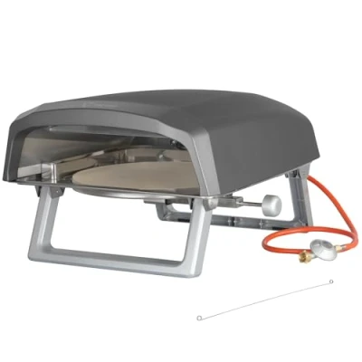 Abbildung von BBQ Toro Gas Pizzaofen mit Drehfunktion Mobiler Pizza Ofen Pizzastein 8,5 kW Gasofen, Gasgrill Camping 360 Drehbar (Pizzaofen rundem Pizzastein)