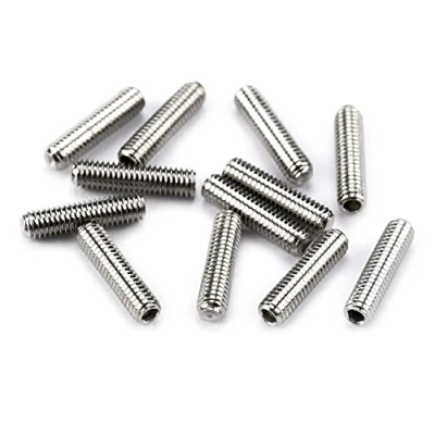 Abbildung von Musiclily Pro Metrisch M3X12mm Edelstahl Saitenreiter Höhe Schrauben für Import Strat Tele Style E Gitarre Brücke,Original Farbe (12er Set)