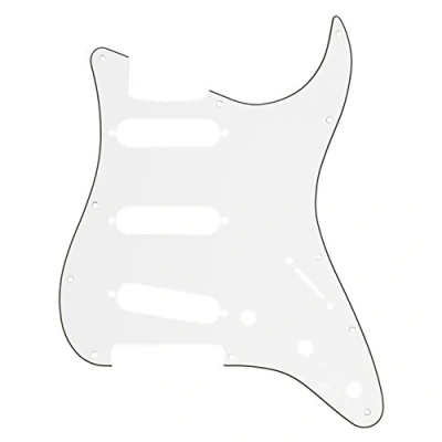 Abbildung von Musiclily 11 Löcher SSS Strat Pickguard Gitarre Schlagbrett für Fender American/Mexican Standard Stratocaster Modern Style E Gitarre,3 lagig Weiß