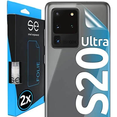 Abbildung von smart engineered [2 Stück] 3D Schutzfolien für die Rückseite kompatibel mit Samsung Galaxy S20 Ultra, transparenter, selbstheilender Schutz vor Schmutz und Kratzern, Backcover, kein Schutzglas