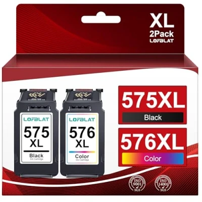 Abbildung von LOFBLAT PG 575XL CL 576XL 575 XL 576 Multipack Wiederaufbereitet Druckerpatronen Ersatz für Canon Patronen PIXMA TS3550i TS3551i TR4750i TR4751i(575 Schwarz,576XL Farbe,2 Pack)