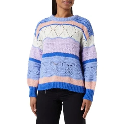 Abbildung von ONLY Damen ONLADINA Life L/S KNT NOOS Pullover, Directoire Blue/Pattern:Provence/Fairy Wren/Birch/Pale Dogwood, S