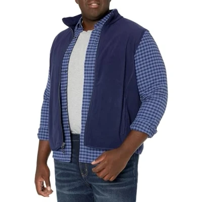 Abbildung von Amazon Essentials Herren Polarfleece Weste mit durchgehendem Reißverschluss (erhältlich in Big &amp; Tall), Marineblau, XXL