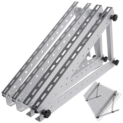 Abbildung von revolt PV Panel Halterung: 2er Set verstellbare Aluminium Solarpanel Halterungen, 14,5&quot; / 37 cm (Solarmodul Halterung Ziegeldach, Aufhängungen Solarpanele)