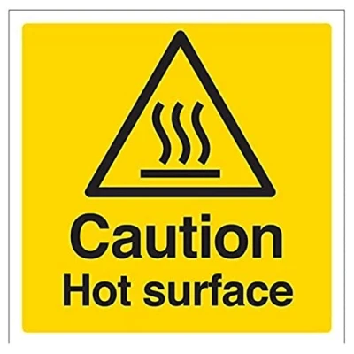 Abbildung von vsafety 62018 at r &quot;Caution Hot Oberfläche&quot; Achtung Temperatur Zeichen, starrer Kunststoff, quadratisch, 200 mm x mm, schwarz/gelb