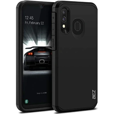 Abbildung von BEZ Samsung A40 Hülle, Tasche Stoßfestes Kompatibel für Galaxy A40, [Heavy Duty Serie] Outdoor Dual Layer Armor Case Handy Schutzhülle Robuste, Schwarz