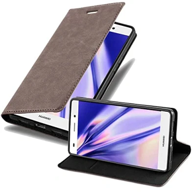 Abbildung von Cadorabo Hülle kompatibel mit Huawei P8 LITE 2017 / P9 aus Kunst Leder Flip Klappbare Magnetische [Kartenfächern] Cover für Tasche in Braun