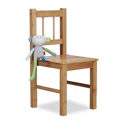 Abbildung von Relaxdays Deko Stuhl Bambus, HxBxT: 57 x 27 29 cm Kleiner für Blumen, Holzstuhl, Kinderstuhl, Bambusstuhl, natur