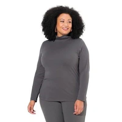 Abbildung von Ulla Popken SLIM FIT Langarmshirt, Damen, Größe: 58/60, Graphite gray
