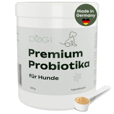 Abbildung von Premium Probiotika für Hunde 100g verbesserte Verdauung Darmflora aufbauen mit Präbiotika und bei Durchfall, Sodbrennen &amp; Gras fressen Darmsanierung Darmkur getreidefrei