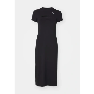 Abbildung von Puma Wardrobe MIDI CUT OUT Dress Jerseykleid, Damen, Größe: XL, Black