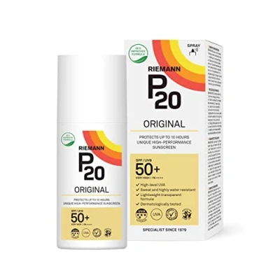 Abbildung von P20 RIEMANN Original SPF50 +Plus Spray 200ml, Erweiterter Sonnenschutz Hochleistungs Dreifachschutz, Schweißresistent, Schützt bis zu 10 Stunden, Sehr Wasserbeständig, Hoher UVA Schutz